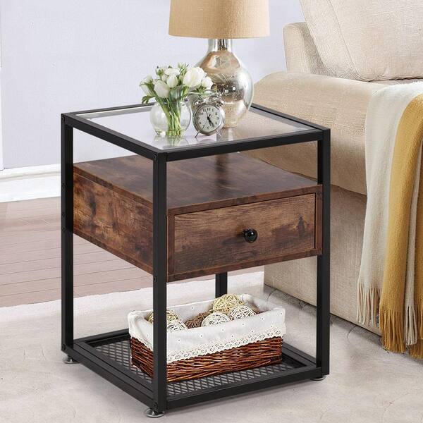 glass front end table