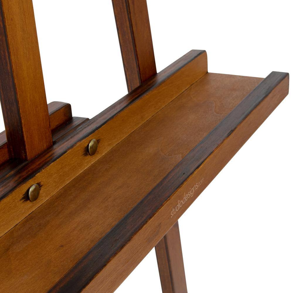 Rustic Oak Adjustable Height Museum Easel with Metal Frame