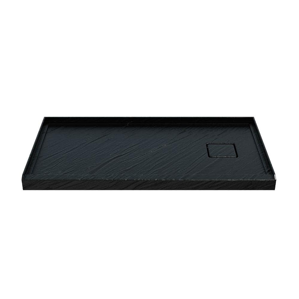60 in. L x 32 in. W Single Threshold Rectangular Alcove Shower Pan Base in Textured Black Slate Finish with Right Drain price history on PriceWatchPro