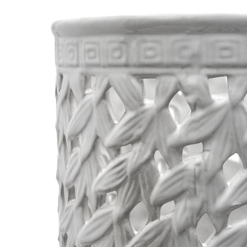 20" White Bamboo Lattice Porcelain Umbrella Stand