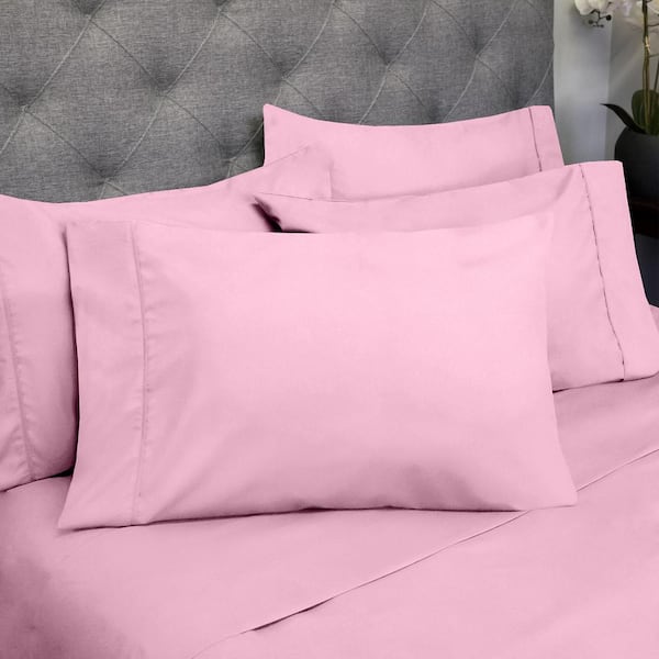 Sweet Home Collection 1500 Supreme Series 6-Piece Pink Solid Color Microfiber King Sheet Set