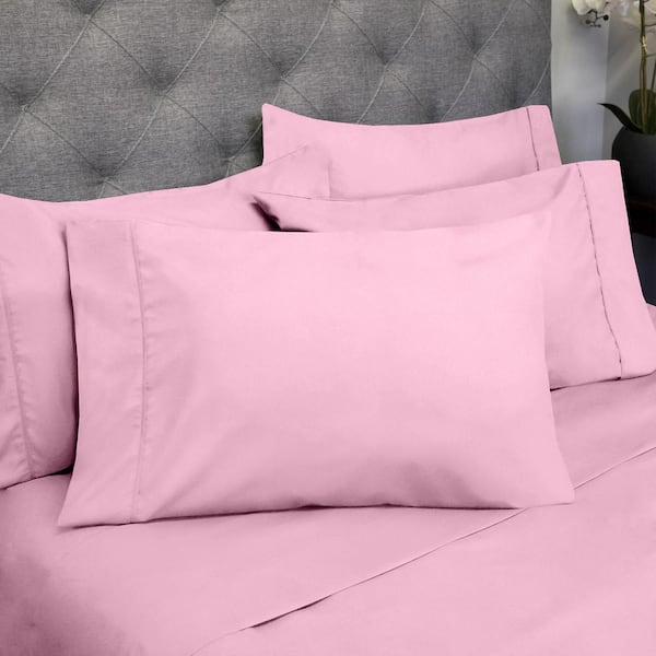 Sweet Home Collection 1500 Supreme Series 6-Piece Pink Solid Color Microfiber Queen Sheet Set