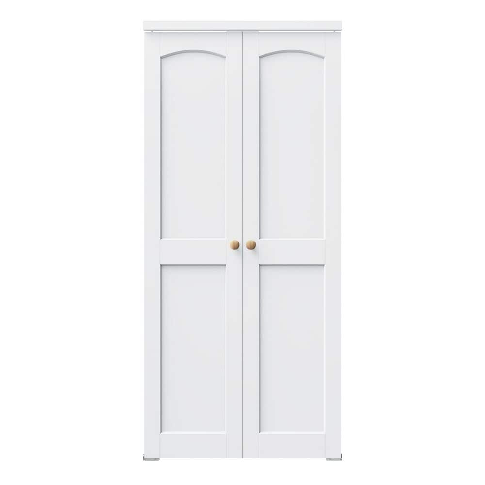 36 in. x 80 in. Arch 2 Panel White Solid Core Composite MDF Wood Interior Bi-fold Door + Pivot Door W/ 2-Type Hardware price history on PriceWatchPro
