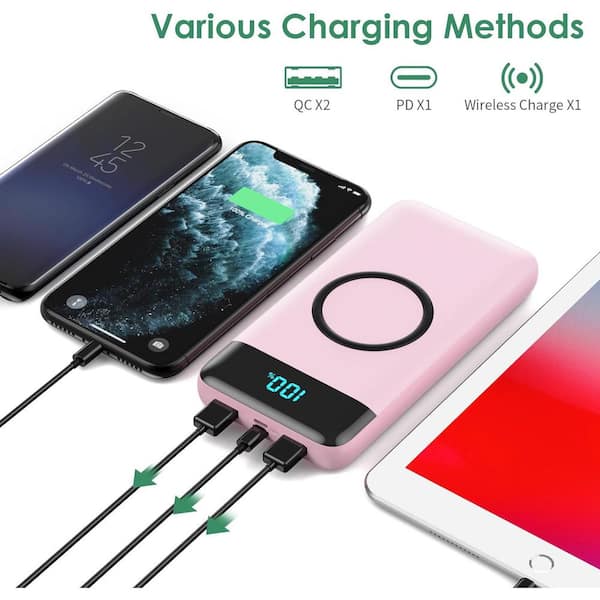 Wireless Charger Portable Battery, Pink Mobile Accessories - EB
