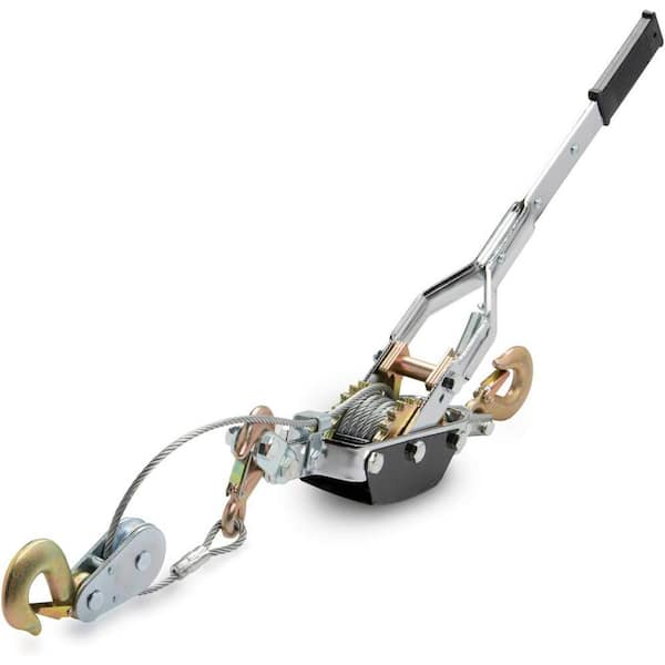 5-Ton Come Along Winch, 10,000 lbs. Pulling Capacity, 10 ft. Cable, 3-Hooks, Dual Gears, Hand Automotive Recovery Gear