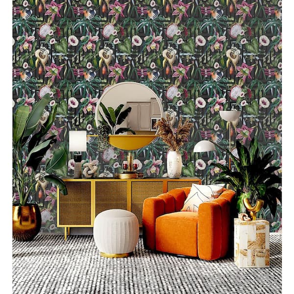 Lucretia Multi-Colored Tropical Wallpaper Sample