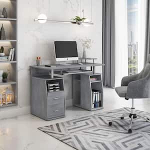 47.25 in. Rectangular Gray 2 Drawer Computer Desk with Keyboard Tray