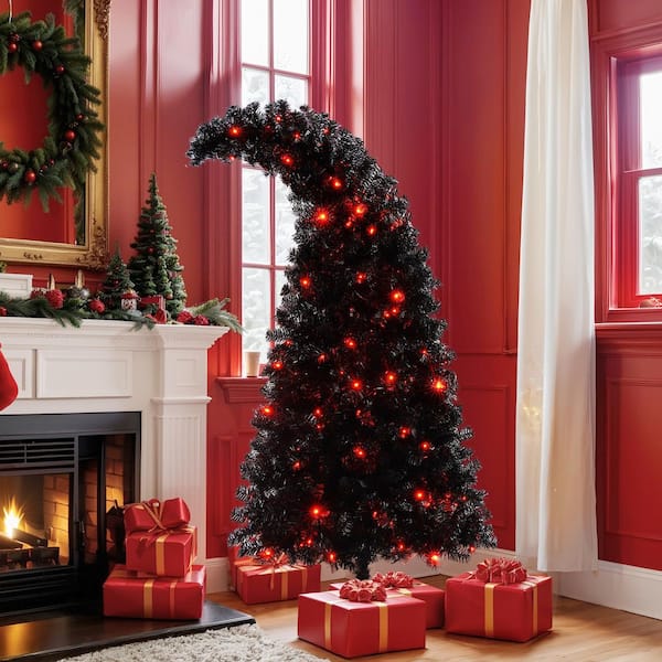 Black 6 ft. Artificial Christmas Tree with LED Light, Pre-Lit