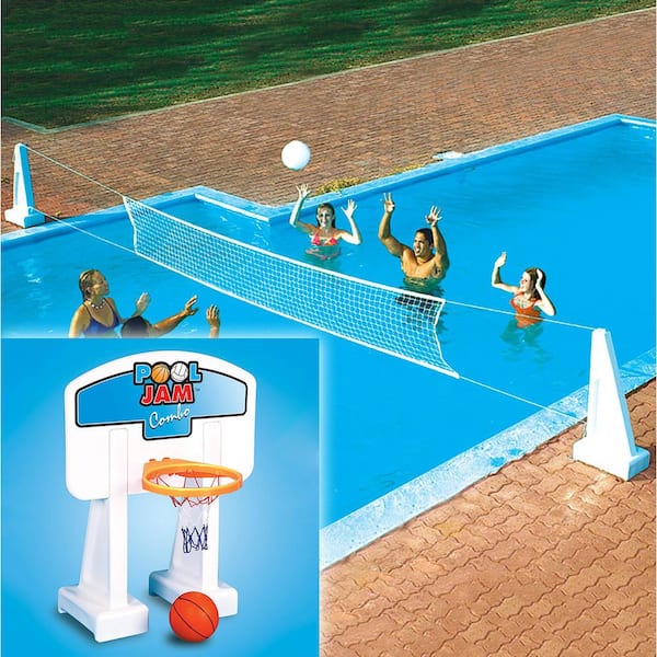 Swimline Pool Jam In-Ground Water Basketball and Volleyball Game Combo