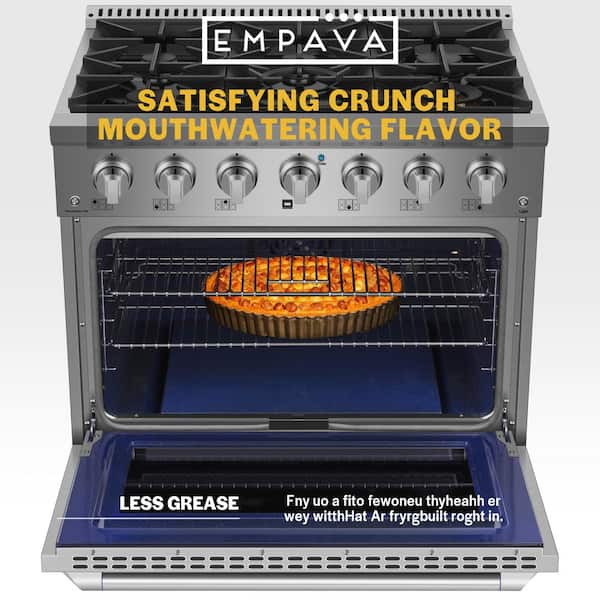 Empava 36 in. 5.2 cu. ft. Single Oven Slide-In with 6 Burners Gas Range in Stainless Steel