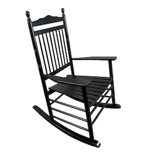 Balcony Wooden Black Indoor & Outdoor Rocking Chair Adult Porch Rocker Arm Chair