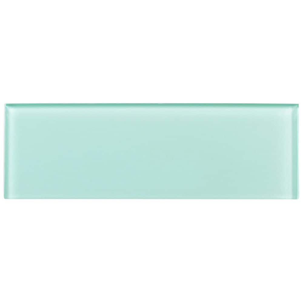 Aqua Blue Glossy 4x12 Glass Subway Tile