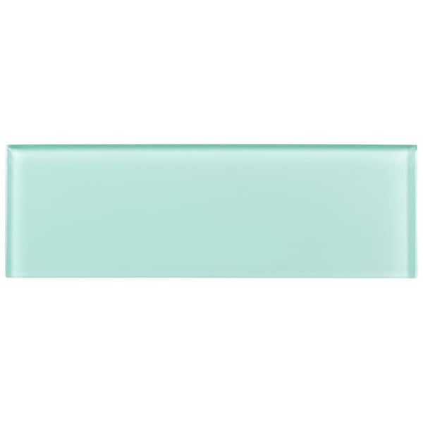 Enchant-Elle Bewitch Blue 4-in. x 12-in. Subway Polished Glass Wall and Floor Tile (4.88 sq. ft./Case)