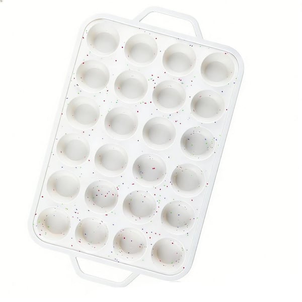 Mini Muffin Pan with Metal Reinforced Frame, Silicone Cupcake Pan for Baking 24 Cup Mini Size, BPA Free, Dishwasher Safe
