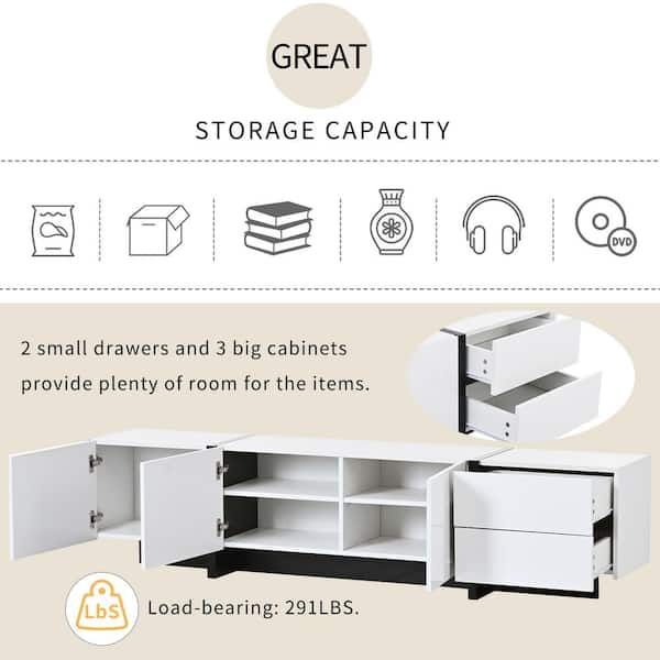 74.8 in. W x 13.7 in. D x 17.7 in. H Bathroom White Linen Cabinet