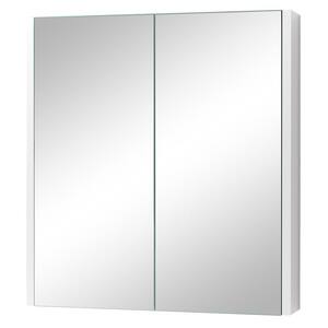 24-1/2 in. W x 4-1/2 in. D x 25-1/2 in. H White Bathroom Wall Cabinet with Double Mirror Doors