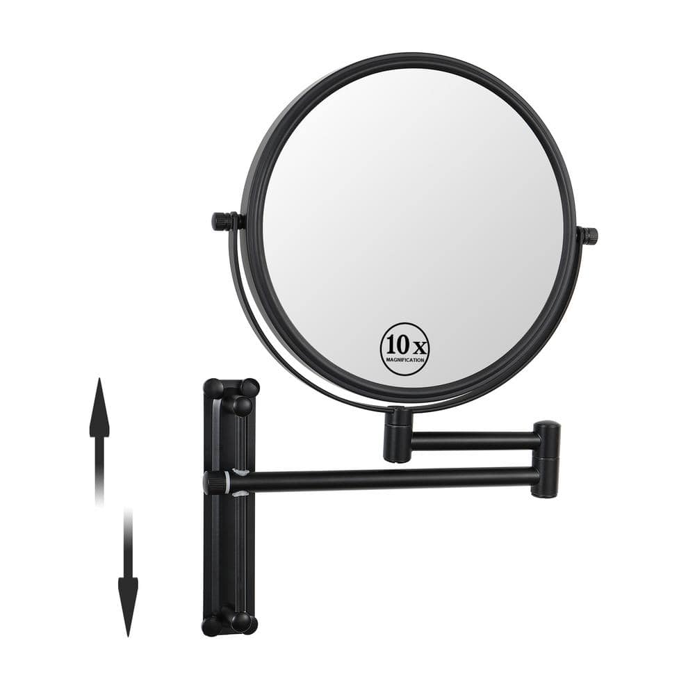 Tileon 8 in. Small Round 10X HD Magnifying Double Sided Height Adjustable Telescopic Bathroom