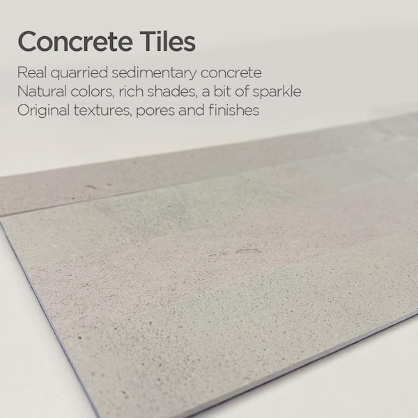 Concrete 12pcs Smoky White 24 in. x 6 in. Other Peel and Stick Tile Decorative Backsplash (11.6 sq.ft./Pack)