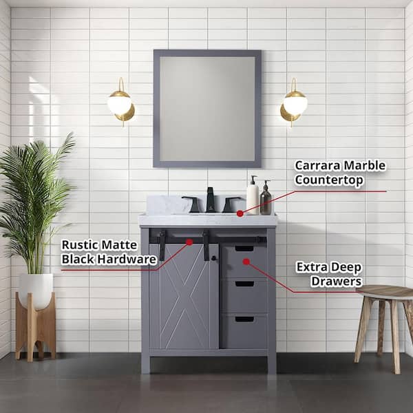 Lexora Marsyas 30-in Ash Grey Bathroom Vanity Cabinet (Mirror Included) Lexora Marsyas 30-in Ash Grey Bathroom Vanity Cabinet (Mirror Included)