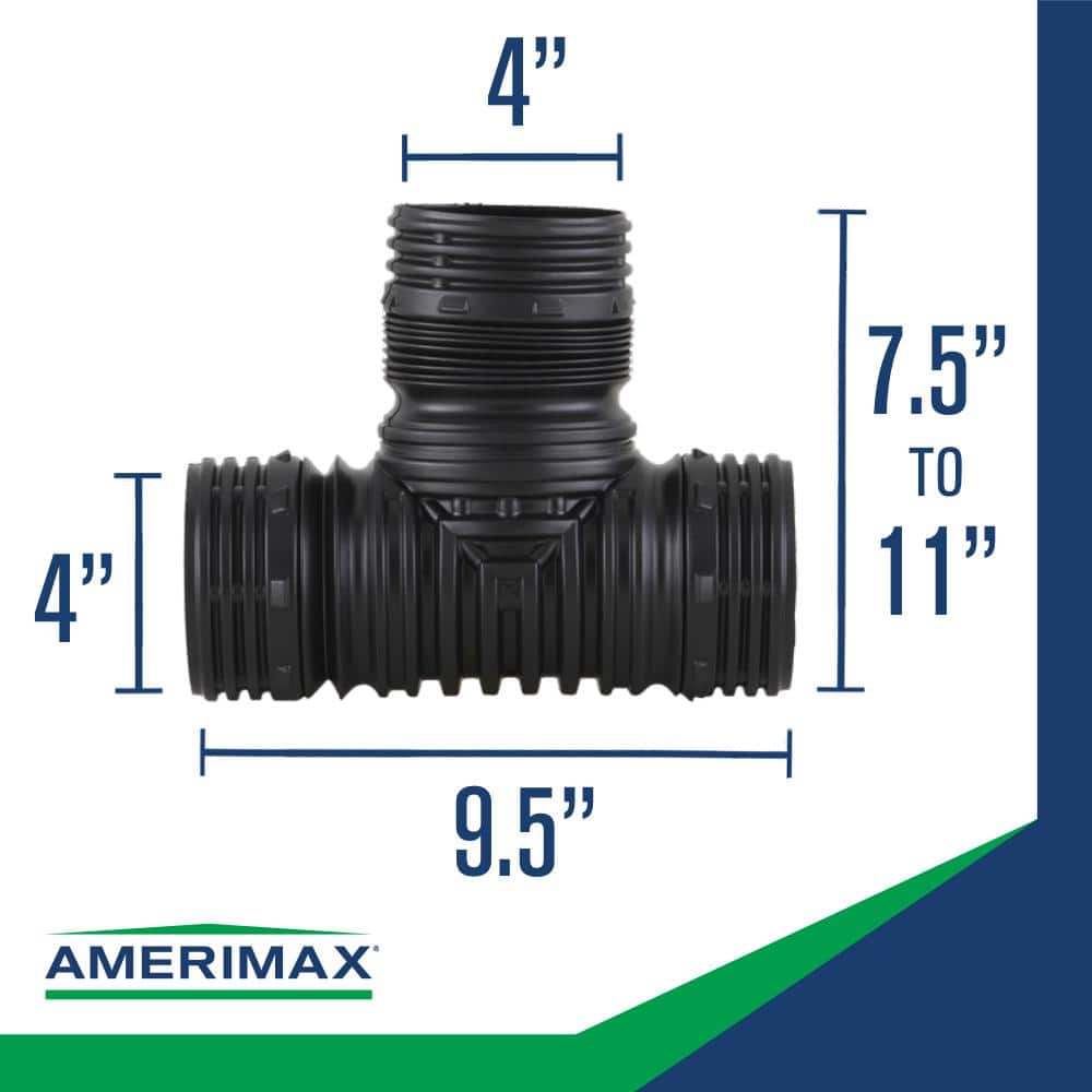 Flex-Drain 4" Black Polypropylene Snap Combination Tee Wye