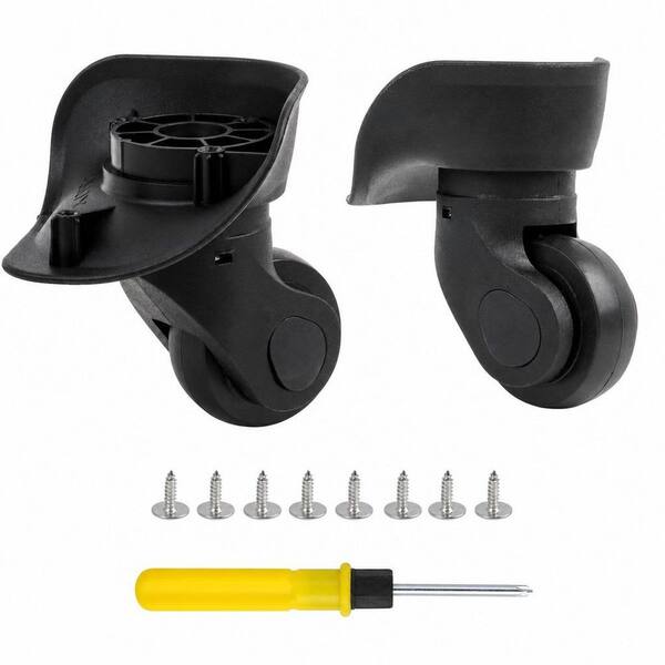 2-Pack Black Luggage Replacement Wheels, Left and Right Swivel Suitcase Caster Wheels with 4-Holes and 360° Rotation