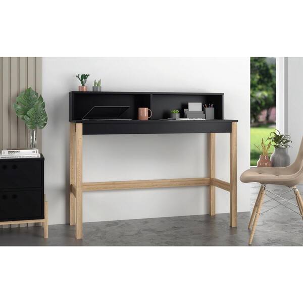 Ameriwood Home Hanley 56 in. L-Shaped Faux Terrazzo Computer Desk with 2-Shelves