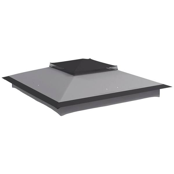 Otryad 11 ft. x 11 ft. Gray Pop Up Canopy Top Replacement Cover 2-Tier Gazebo Top with Drain Holes UV Protection Cover Only