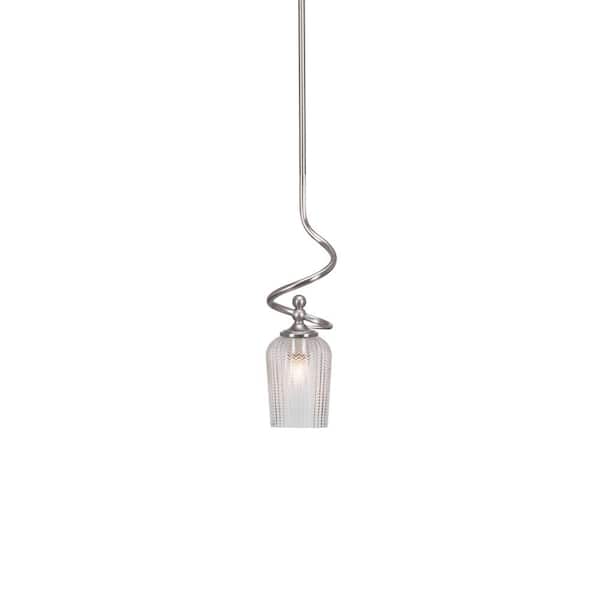 Unbranded Royale 100 W 1-Light Brushed Nickel Standard Mini Pendant Light with Glass Shade