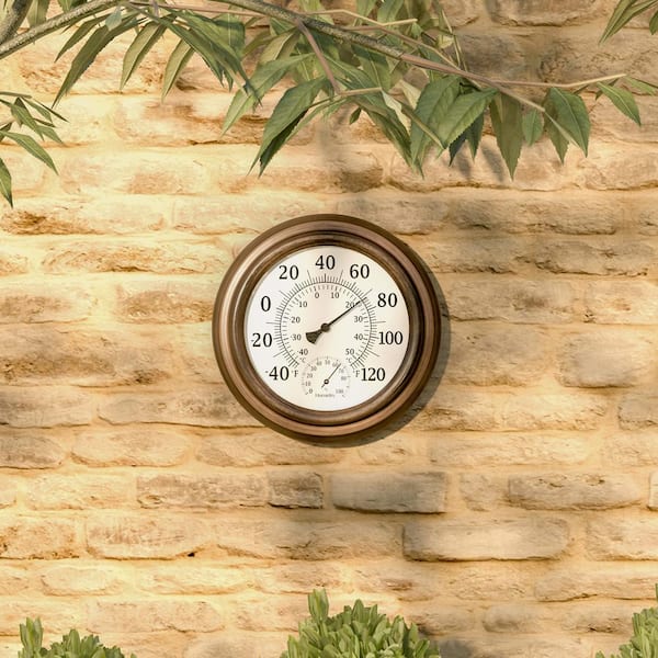 Climbing Ivy Indoor/Outdoor Wall Clock & Thermometer - French Bronze, Black Forest Decor