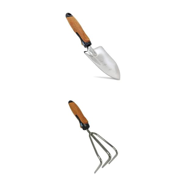 Stainless Steel 6.25 in. Hand Garden Trowel and Cultivator with Ergonomic Handle Combo