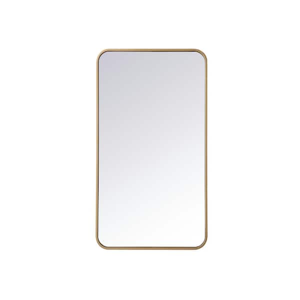 Unbranded Timeless Home 36 in. H x 20 in. W Brass Modern Soft Corner Rectangular Wall Mirror