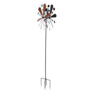 Wrought Iron Windmill Copper Leaf Blue Dots Construction