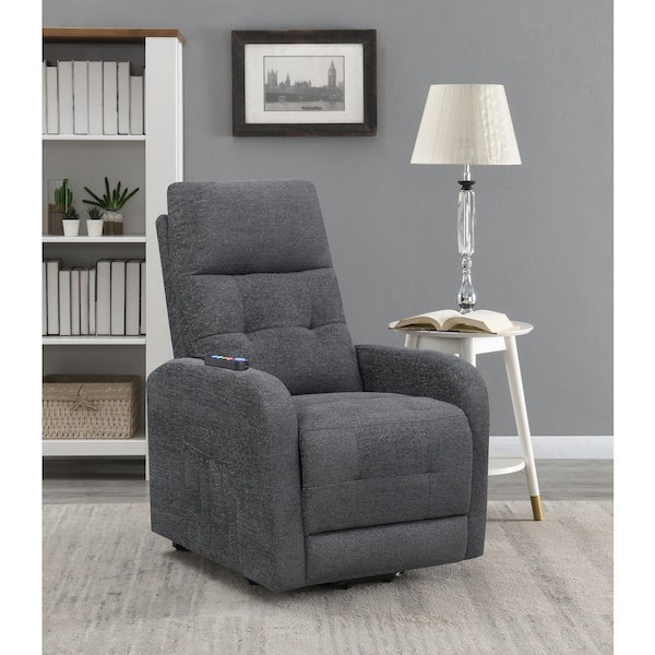 Howie Tufted Upholstered Power Lift Recliner Charcoal