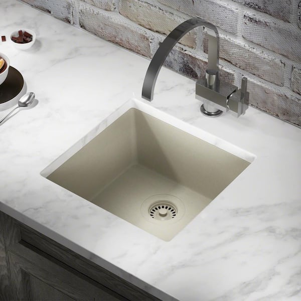 MR Direct Slate Quartz Granite 18 in. Single Bowl Dualmount Kitchen Sink with Matching Flange