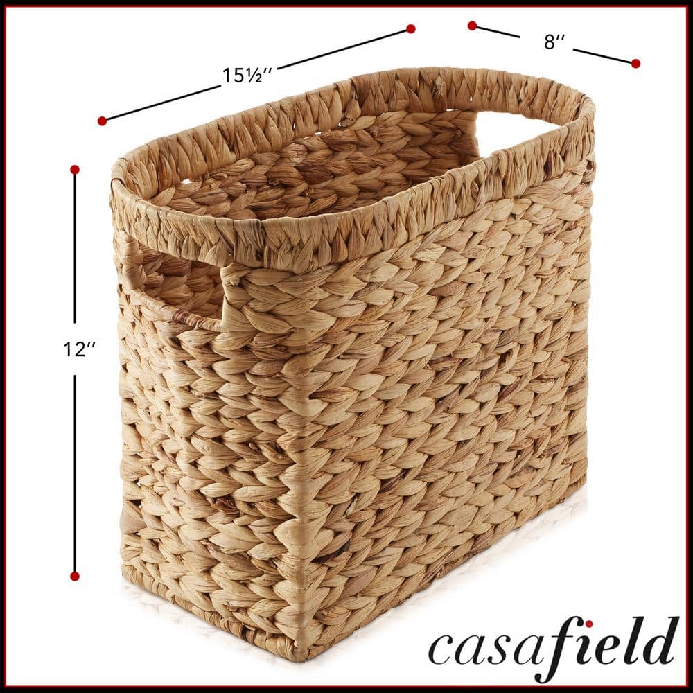 Natural Oval Water Hyacinth Storage Basket with Handles