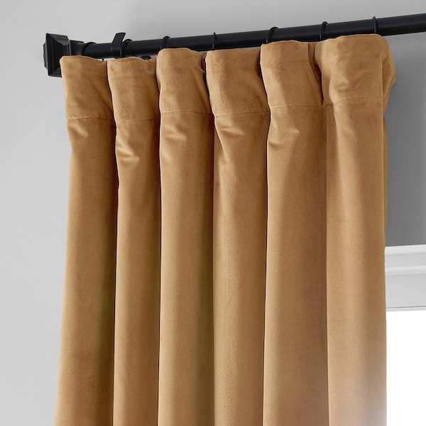 Verbazing Verscheidenheid Zinloos Exclusive Fabrics & Furnishings Amber Gold Velvet Rod Pocket Blackout  Curtain - 50 in. W x 96 in. L (1 Panel)-VPCH-140805-96 - The Home Depot