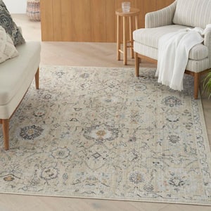 Oushak Home Cream 4 ft. x 6 ft. Floral Traditional Area Rug