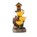 28.5 in. H Sunflowers and Birdhouse Resin Outdoor Fountain with Pump and Light (KD)