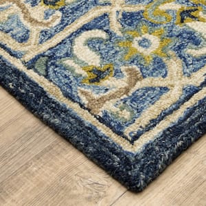 Maddison Navy/Blue 8 ft. x 10 ft. Floral Traditional Area Rug