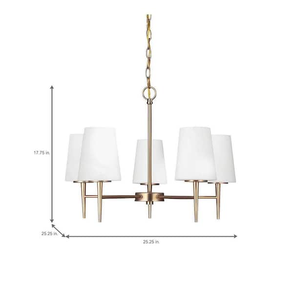 Driscoll 5-Light Satin Brass Modern Transitional Hanging Chandelier with LED Bulbs