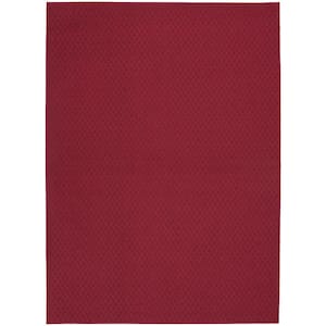Town Square Chili Red 3 ft. x 5 ft. Casual Tufted Solid Color Checkered Polypropylene Area Rug