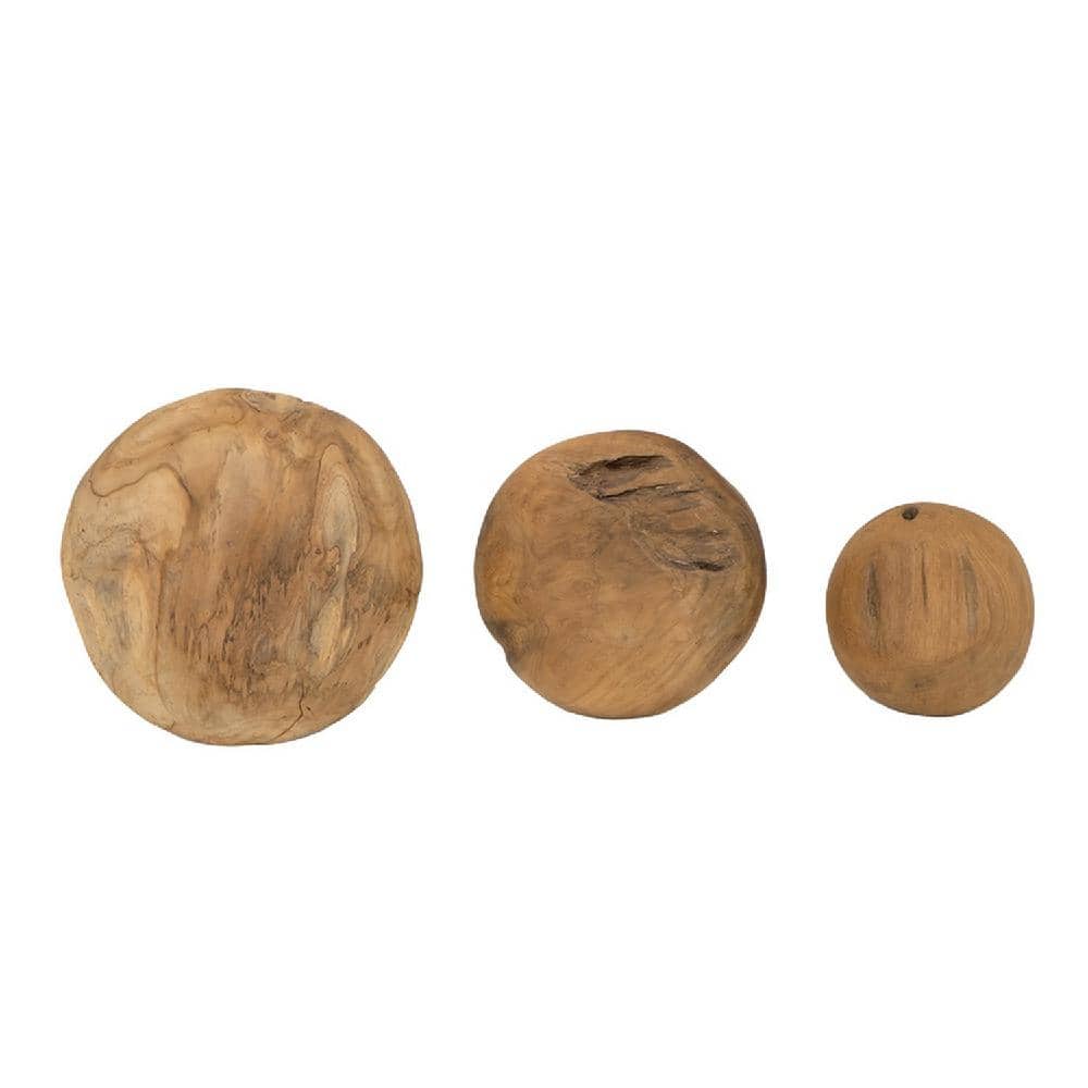 Classic Teak Wood Round Serving Bowl for Salad, Fruit, 9.75"W x 4"H