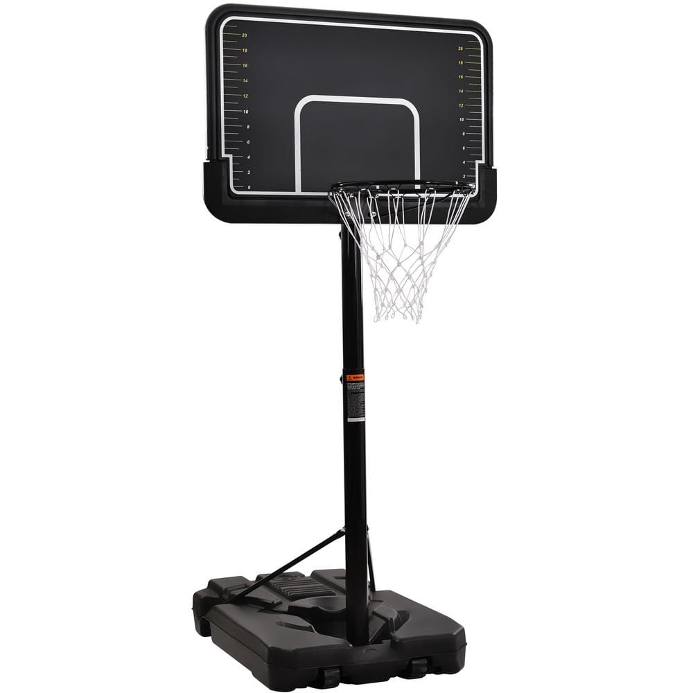 Basketball Hoop, Height Adjustable Pole with Roller Base, Black, 1