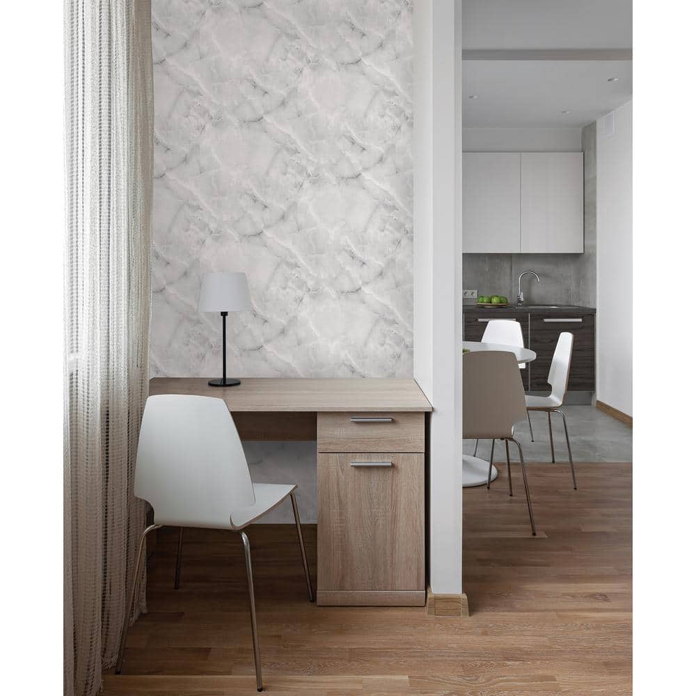 Danby Light Grey Marble Peel and Stick Wallpaper