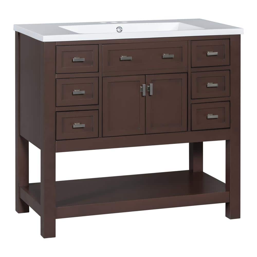 Nestfair 36 in. W x 18 in. D x 35 in. H Single Sink Freestanding Bath ...