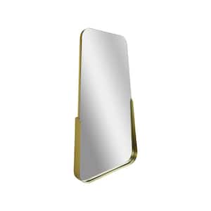 14 in. x 24 in. Partial Thin Gold Raised Lip Metal Framed Oblong Cone Shaped Accent Mirror