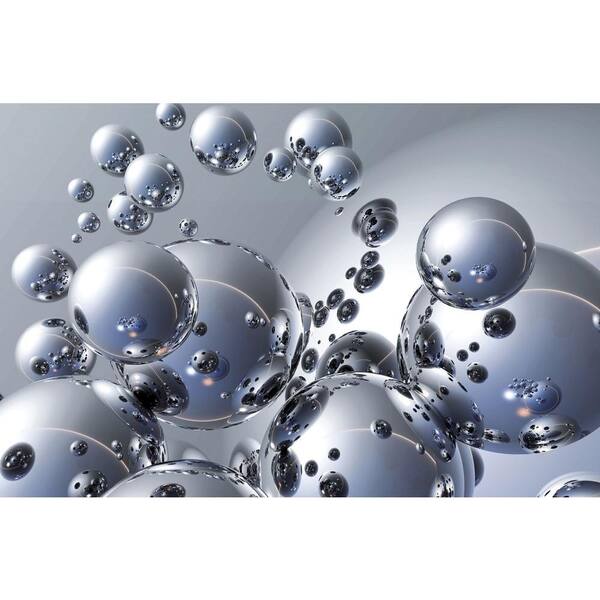 Ideal Decor 45 in. x 69 in. Silver Orbs Wall Mural