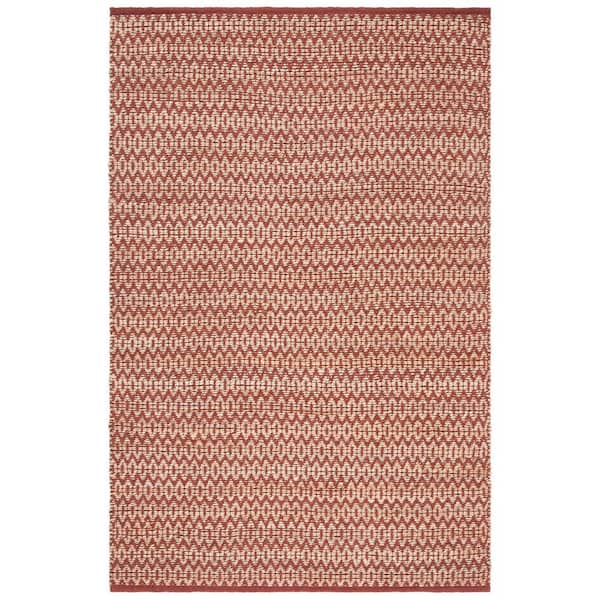 SAFAVIEH Natural Fiber Beige/Rust 6 ft. x 9 ft. Striped Woven Area Rug