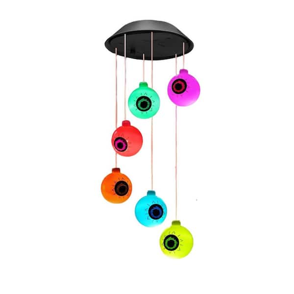 Halloween Decorations Outside Solar Outdoor Lights Waterproof Eyeballs Wind Chimes for Party Yard Porch Patio