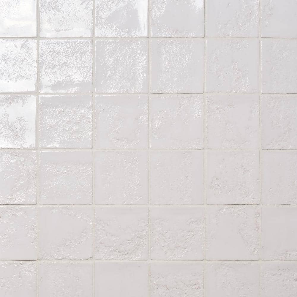 Glossy White Textured Ceramic 5x5 Wall Tile